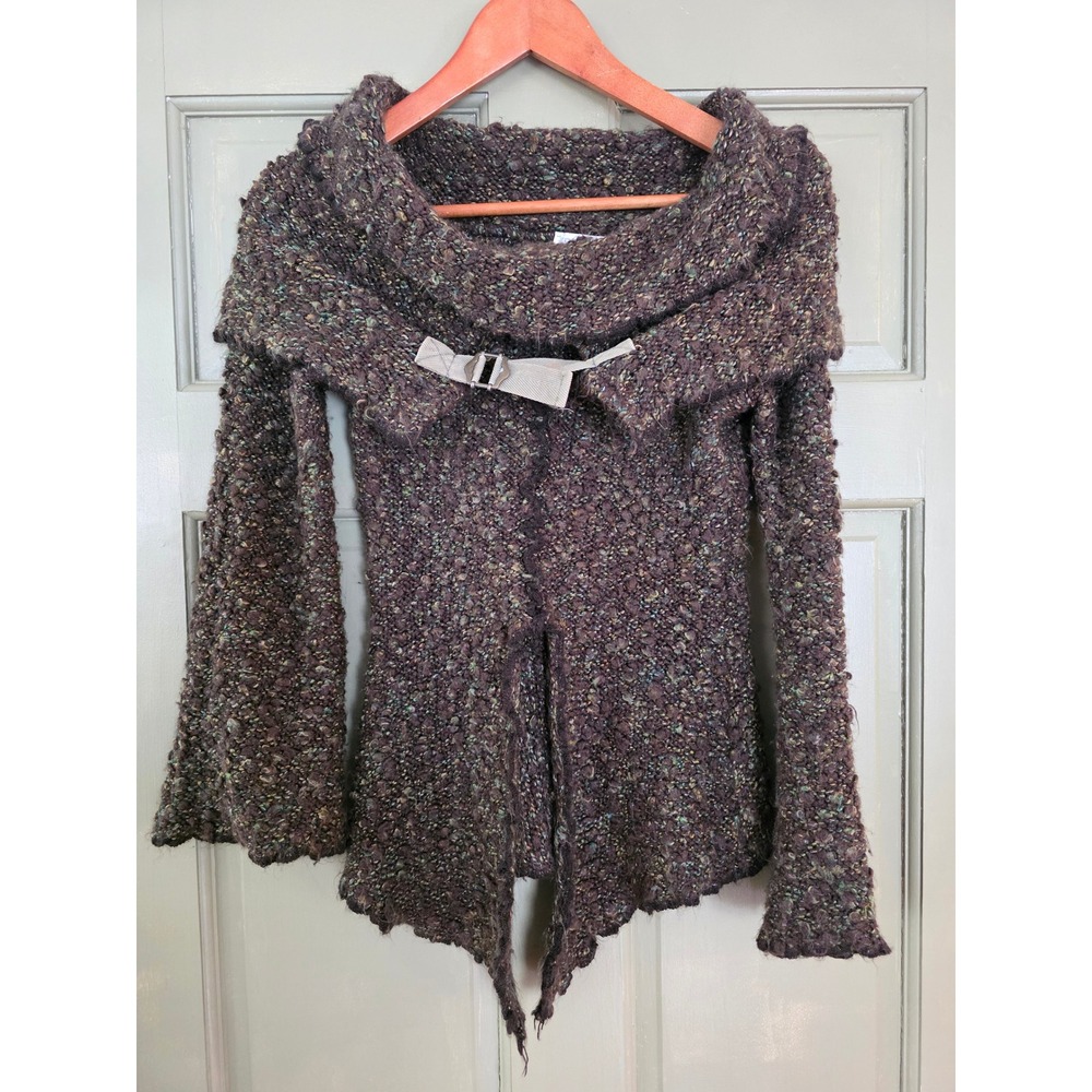 Y2K Zone Bleue Paris Marled Knit Sweater Buckle Portrait Collar Fairycore